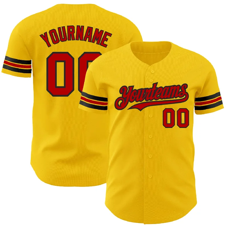 Custom Yellow Red-Black Authentic Baseball Jersey