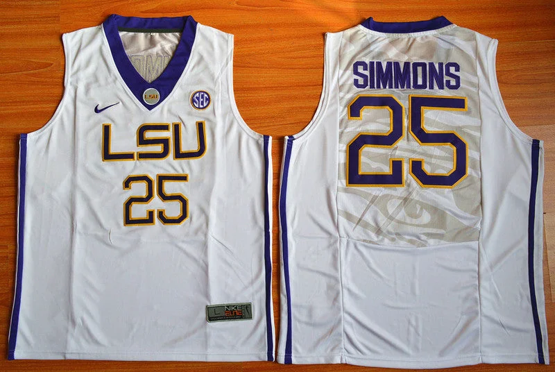 LSU Tigers 25 Ben Simmons White College Basketball Basketball Jersey