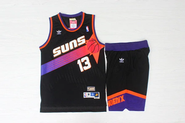 Suns 13 Steve Nash Black Hardwood Classics Basketball Jersey(With Shorts)