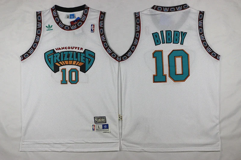 Grizzlies 10 Mike Bibby White Hardwood Classics Basketball Jersey