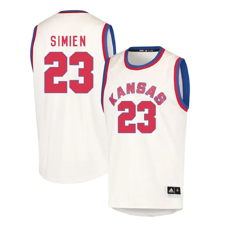 Kansas Jayhawks 23 Wayne Simien Cream Throwback College Basketball Basketball Jersey