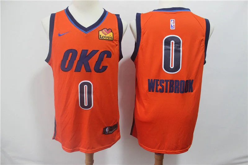 Thunder 0 Russell Westbrook Orange 2019 Earned Edition Swingman Basketball Jersey