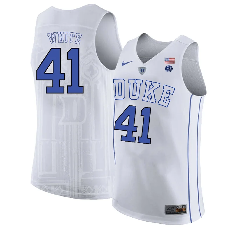 Duke Blue Devils 41 Jack White White College Basketball Basketball Jersey