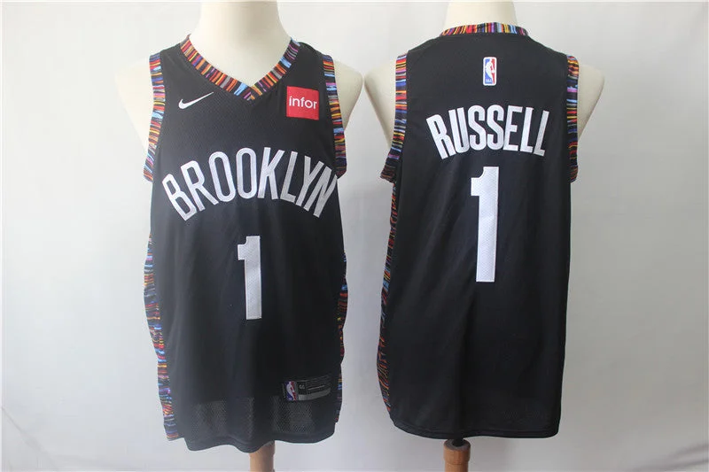 Nets 1 D'Angelo Russell Black City Edition Swingman Basketball Jersey