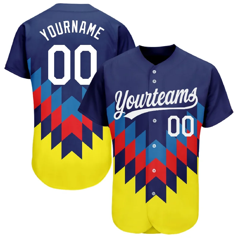 Custom Figure White-Gold 3D Pattern Design Authentic Baseball Jersey