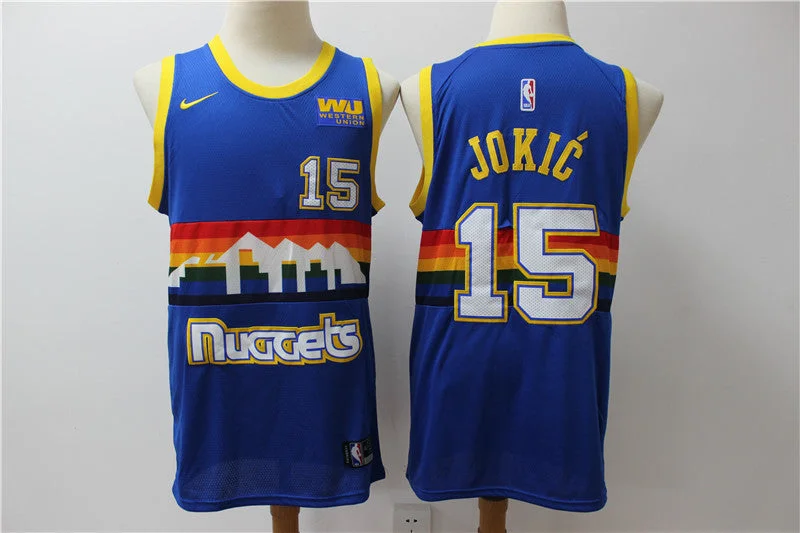 Nuggets 15 Nikola Jokic Blue Swingman Basketball Jersey