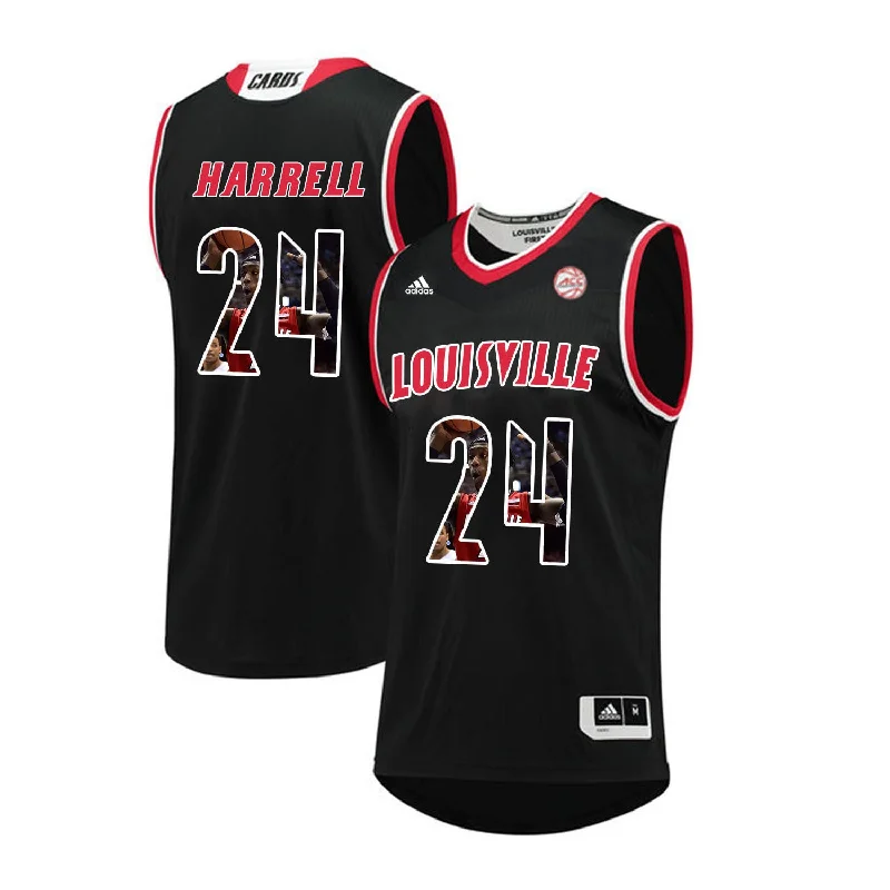 Louisville Cardinals 24 Montrezl Harrell Black With Portrait Print College Basketball Basketball Jersey