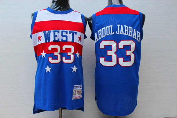 Lakers 33 Kareem Abdul-Jabbar Blue 1980 All-Star Hardwood Classics Basketball Jersey