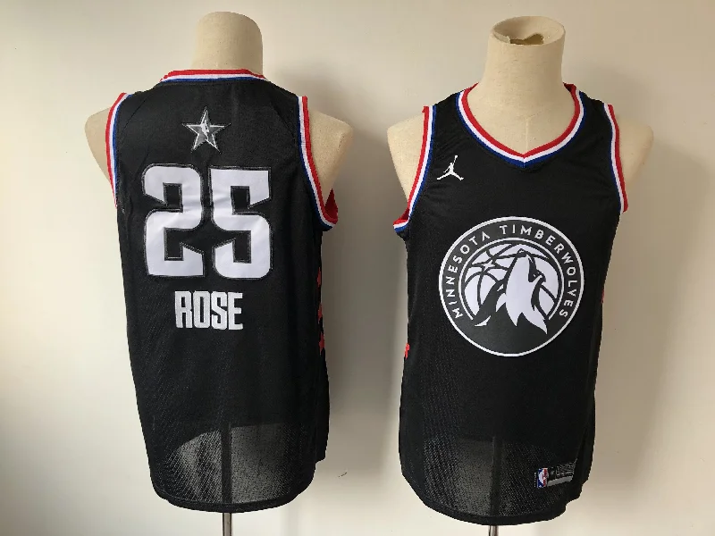 Men's Minnesota Timberwolves #25 Derrick Rose Black 2019 All Star Stitched Basketball Jersey