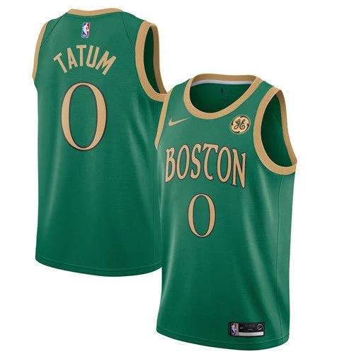 Men's Boston Celtics #0 Jayson Tatum Green City Edition Stitched Basketball Jersey