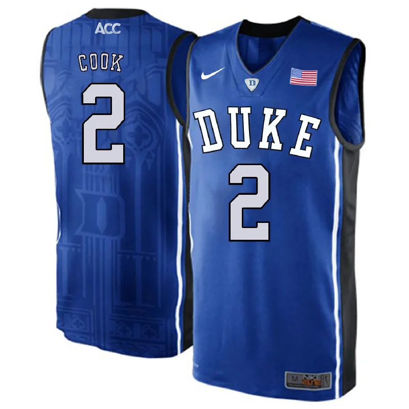 Duke Blue Devils 2 Quinn Cook Blue Elite College Basketball Basketball Jersey