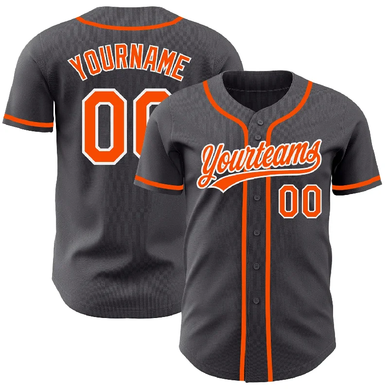 Custom Steel Gray Orange-White Authentic Baseball Jersey