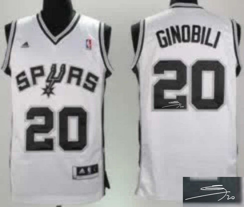 Spurs 20 Ginobili White Signature Edition Basketball Jerseys