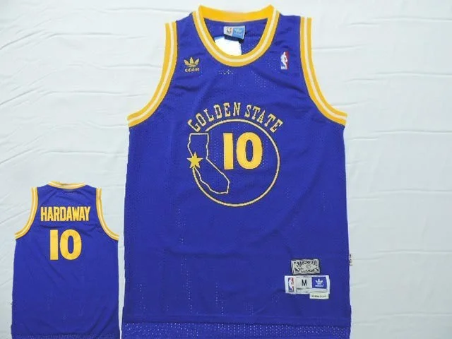 Warriors 10 Hardaway Blue Hardwood Classics Basketball Jersey