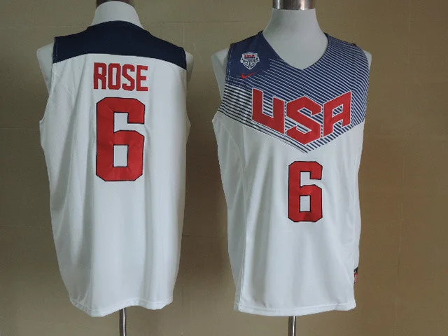 USA Basketball 2014 Dream Team 6 Rose White Basketball Jerseys