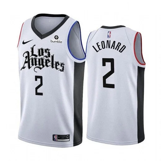 Men's Los Angeles Clippers #2 Kawhi Leonard White 2019 City Edition Stitched Basketball Jersey