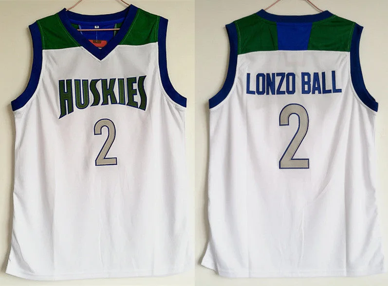 Chino Hills Huskies 2 Lonzo Ball White High School Basketball Basketball Jersey