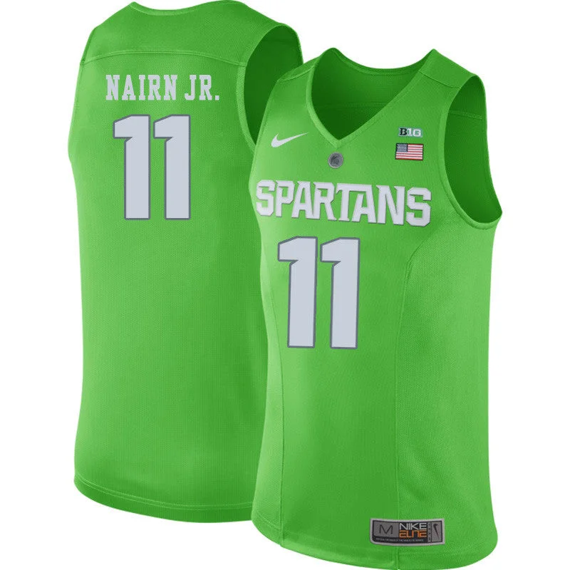 Michigan State 11 Lourawls Nairn Jr. Apple Green College Basketball Basketball Jersey