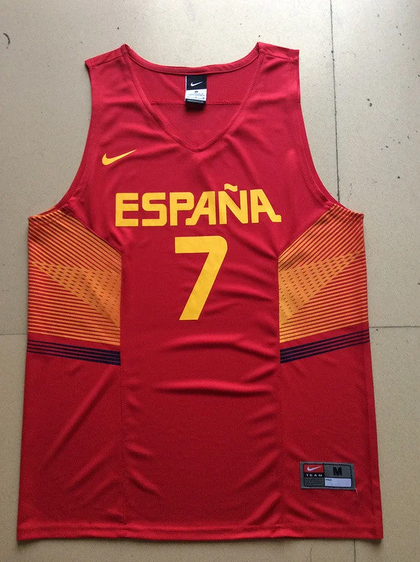 Spain 7 Juan Navarro Red 2014 FIBA Basketball Jerseys