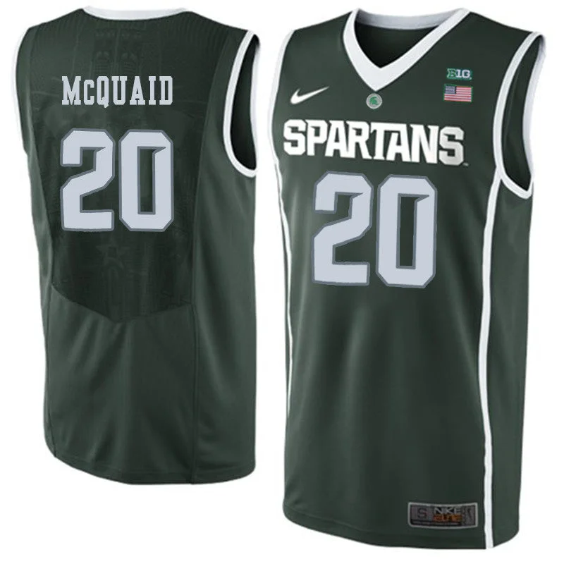 Michigan State 20 Matt McQuaid Green College Basketball Basketball Jersey