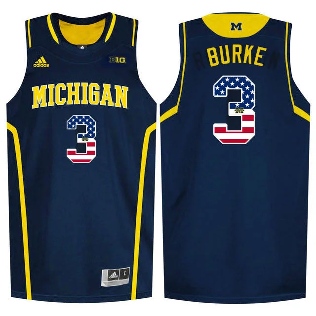 Michigan Wolverines 3 Trey Burke Navy College Basketball Basketball Jersey