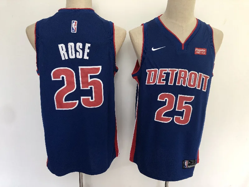 Pistons 25 Derrick Rose Navy Swingman Basketball Jersey