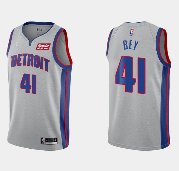 Men's Detroit Pistons #41 Saddiq Bey Gray Motor City Edition 2020-21 Stitched Basketball Jersey