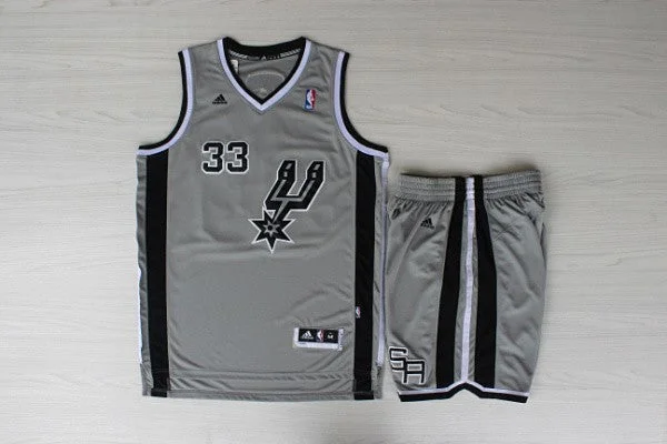 Spurs 33 Diaw Grey New Revolution 30 Basketball Jerseys(Shorts)