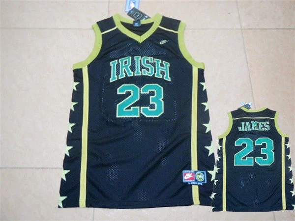 Irish High School 23 LeBron James Black College Basketball Jersey