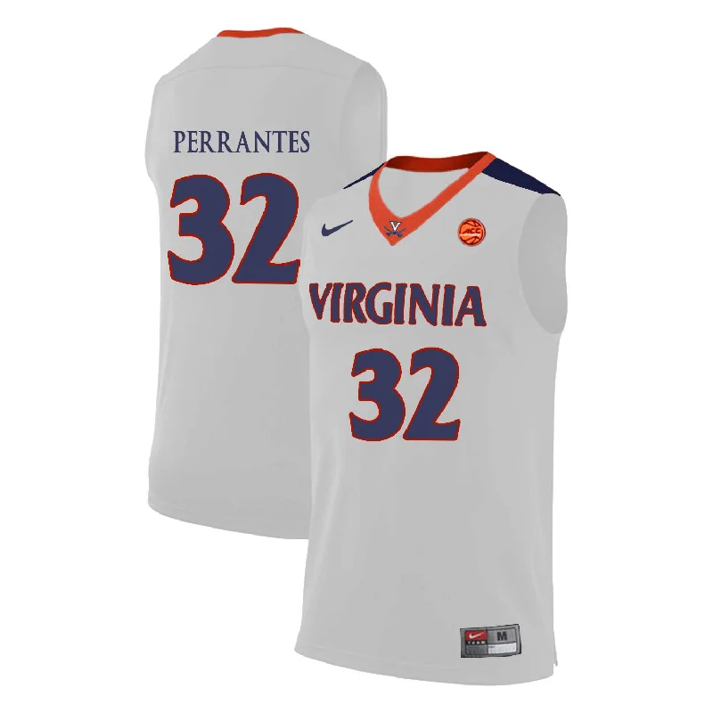 Virginia Cavaliers 32 London Perrantes White College Basketball Basketball Jersey