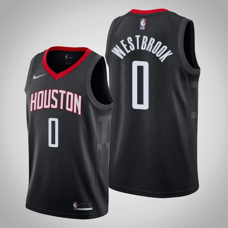 Men's Houston Rockets #0 Russell Westbrook Black Stitched Basketball Jersey