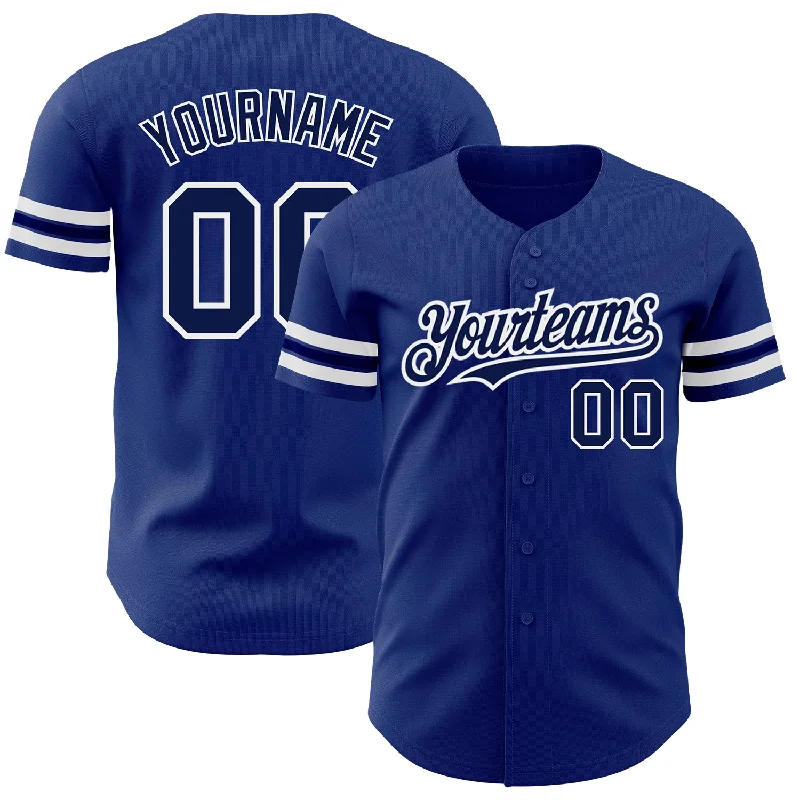 Custom Royal Navy-White Authentic Baseball Jersey