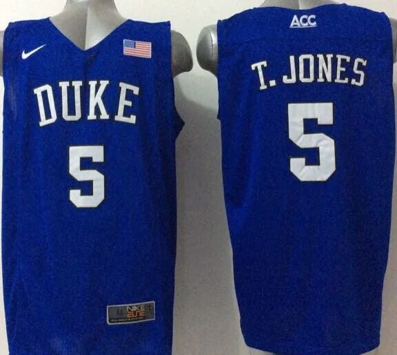 Duke Blue Devils 5 T.Jones Blue College Basketball Jersey