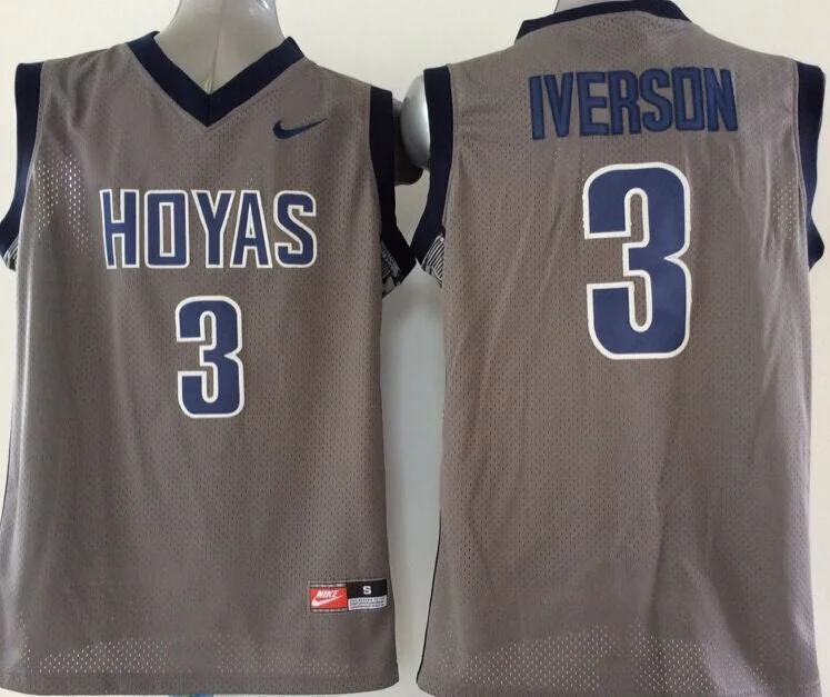 Georgetown Hoyas 3 Iverson Grey College Basketball Jersey