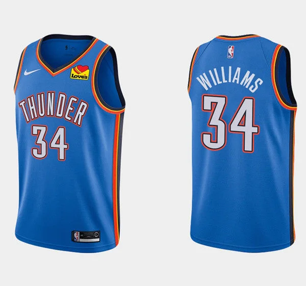 Men's Oklahoma City Thunder #34 Kenrich Williams Blue Stitched Basketball Jersey