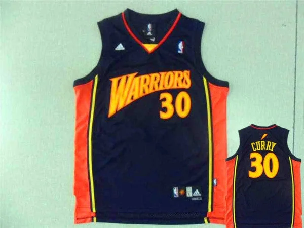 Warriors 30 Stephen Curry Navy Blue Throwback Basketball Jersey