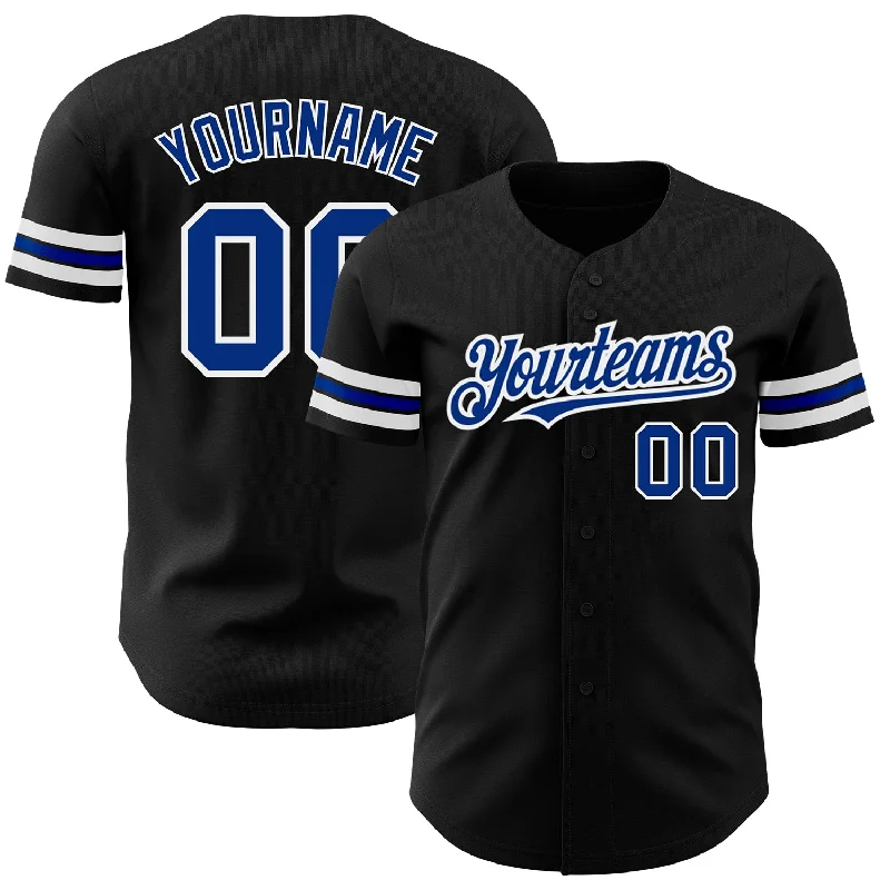 Custom Black Royal-White Authentic Baseball Jersey