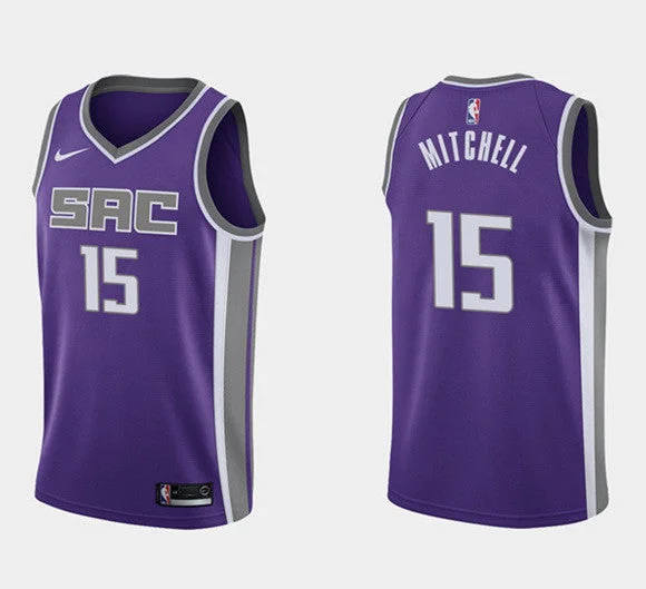 Men's Sacramento Kings #15 Davion Mitchell Purple Basketball Stitched Basketball Jersey