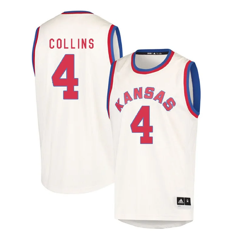 Kansas Jayhawks 4 Sherron Collins Cream Throwback College Basketball Basketball Jersey