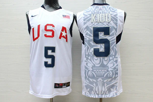 Team USA Basketball 5 Jason Kidd White Stitched Basketball Jersey