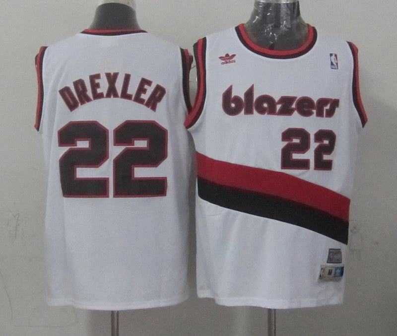 Blazers 22 Drexler White Hardwood Classics Swingman Basketball Jerseys