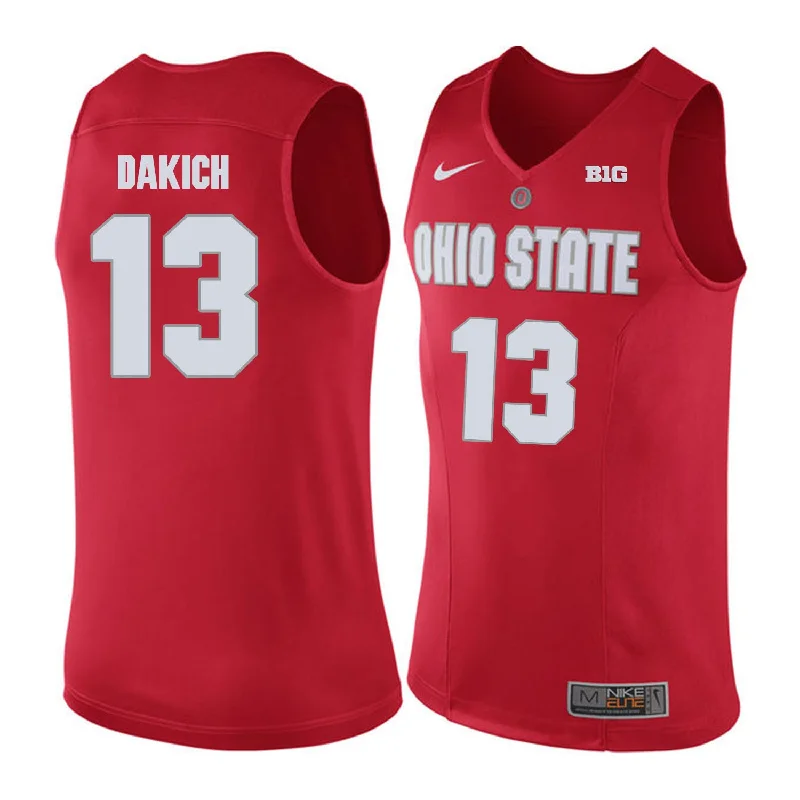 Ohio State Buckeyes 13 Andrew Dakich Red College Basketball Basketball Jersey