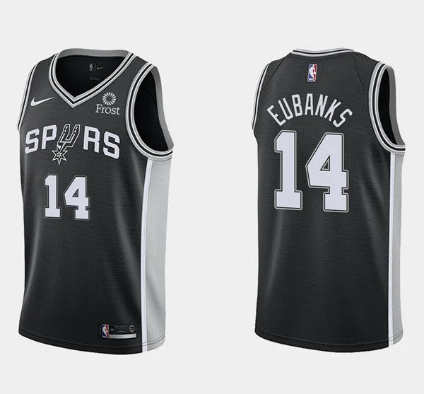 Men's San Antonio Spurs #14 Drew Eubanks Black Icon Edition Stitched Basketball Basketball Jersey