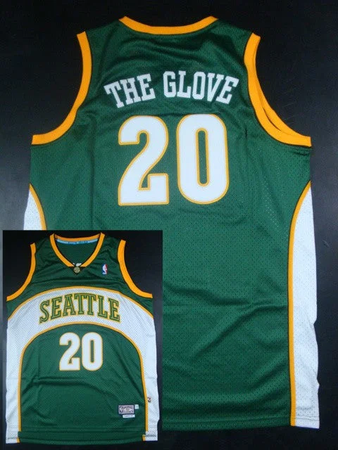 Sonics 20 The Glove Green Hardwood Classics Basketball Jerseys