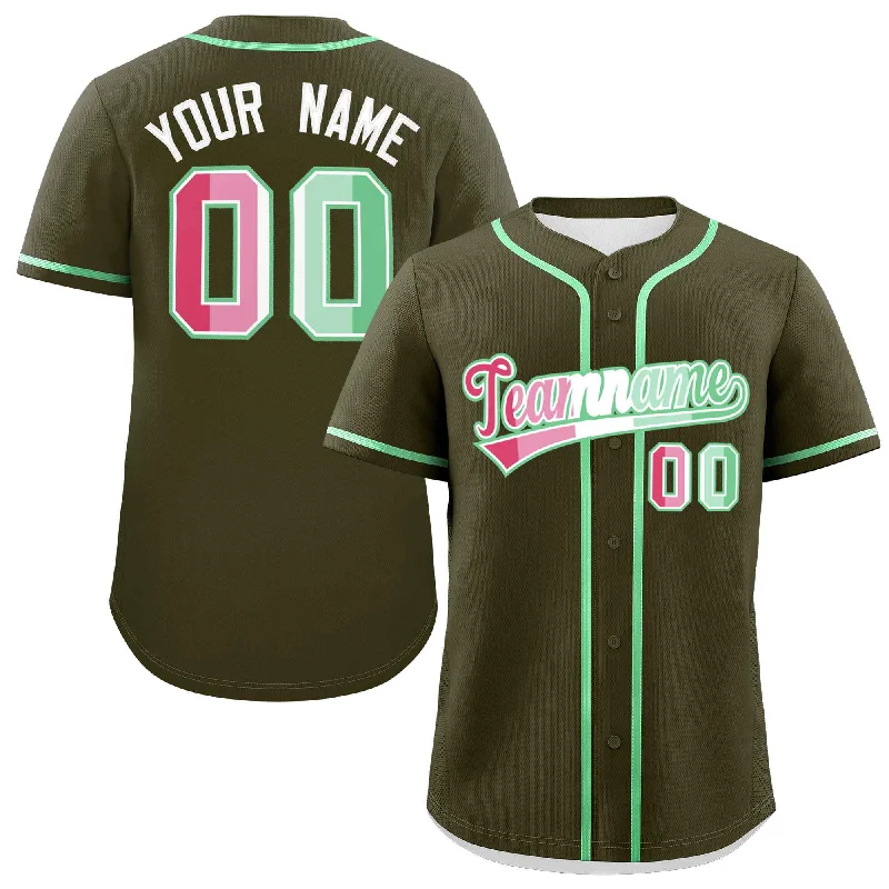 Custom Olive Abrosexual For Pride Month Classic Style Authentic Baseball Jersey