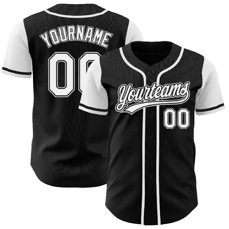 Custom Black White-Gray Authentic Two Tone Baseball Jersey