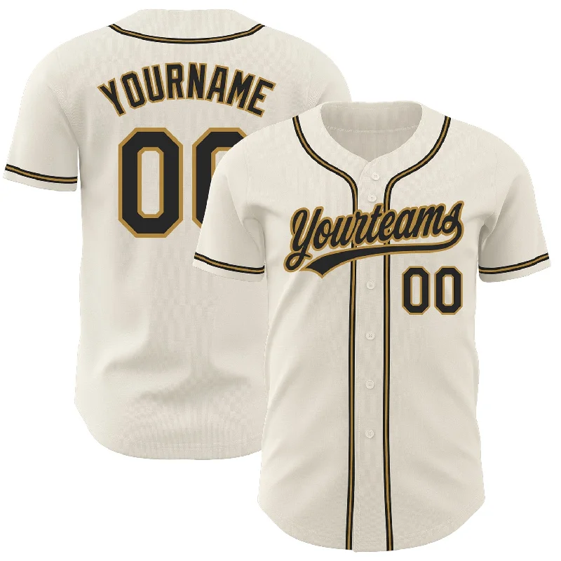 Custom Cream Black-Old Gold Authentic Baseball Jersey