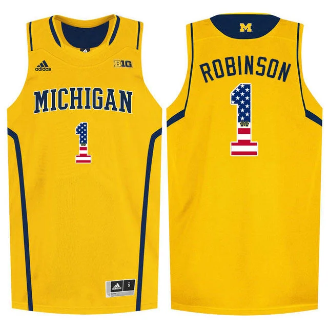 Michigan Wolverines 1 Glenn Robinson III Yellow College Basketball Basketball Jersey