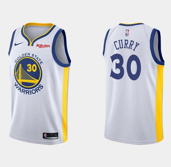 Men's Warriors #30 Stephen Curry White Stitched Basketball Jersey