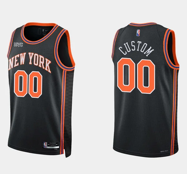 Men's New York Knicks Active Custom Black 75th Anniversary Stitched Basketball Basketball Jersey